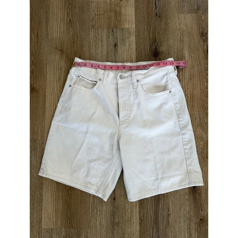 Universal Thread Bermuda Shorts Womens 8 White 90s Baggy Denim High Rise Button